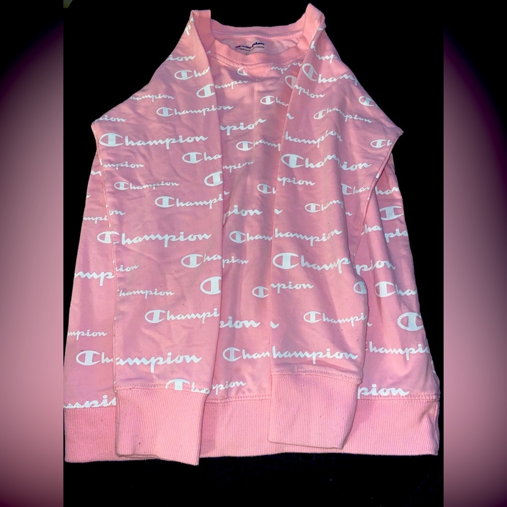 Champion pink and white girl sweater size Medium